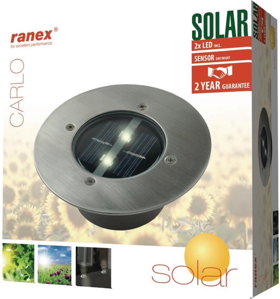 Ranex RA-5000197 Carlo Ronde Solar LED Grondspot RVS/Glas | bol.com