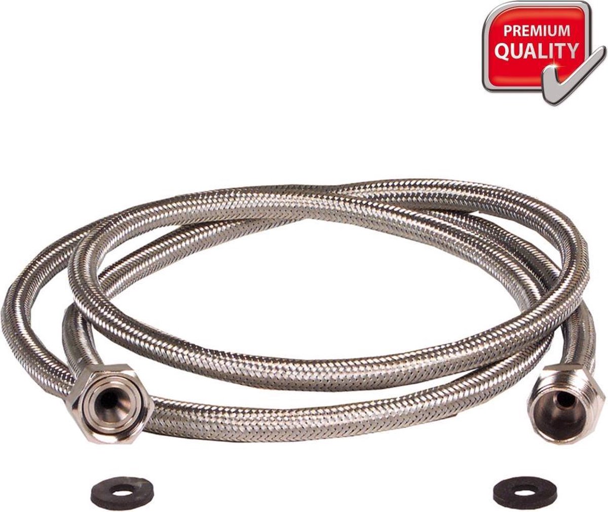Scanpart gepantserde verlengslang 2 meter - Veilige verlenging van waterslang - Geschikt voor wasmachine vaatwasser boiler koffiezetapparaten ijsblokjesmachine side-by-side koelkasten - KTW-A en DVGW goedgekeurd - Gevlochten RVS - Universeel