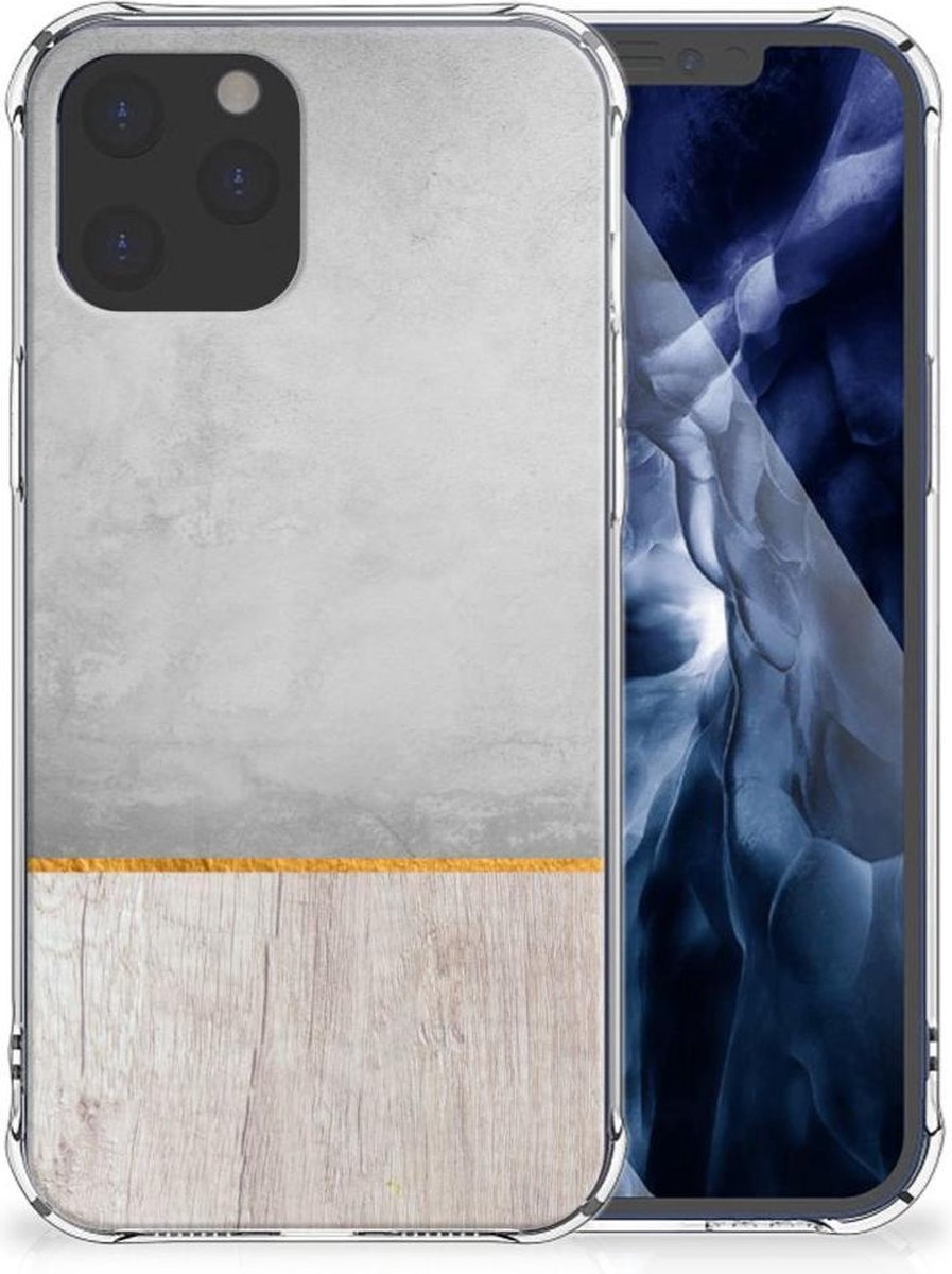 Back Cover voor iPhone 12 Pro Max Stevig Telefoonhoesje Wood Concrete