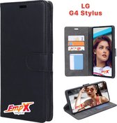 EmpX.nl G4 Stylus Zwart Boekhoesje | Portemonnee Book Case voor LG G4 Stylus Zwart | Flip Cover Hoesje | Met Multi Stand Functie | Kaarthouder Card Case G4 Stylus Zwart | Beschermhoes Sleeve 