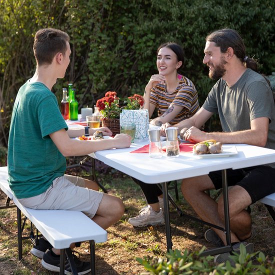 Relaxdays tuintafel vouwbaar - campingtafel - picknicktafel als koffer -  vouwtafel - wit | bol.com