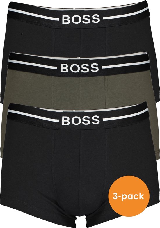 HUGO BOSS trunk (3-pack) - heren boxer kort - zwart - olijfgroen en zwart -  Maat: M | bol.com
