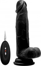 Vibrating Realistic Cock - 8" - With Scrotum - Black - Realistic Vibrators - black - Discreet verpakt en bezorgd