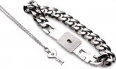 Chained Locking Bracelet & Key Necklace - Accessories - silver - Discreet verpakt en bezorgd