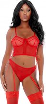 Ring Me Up Bustier Set - Red - Maat S - Lingerie For Her - red - Discreet verpakt en bezorgd