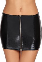 CHONE Short Wetlook Zipper Skirt - Black - Maat S - Lingerie For Her - black - Discreet verpakt en bezorgd