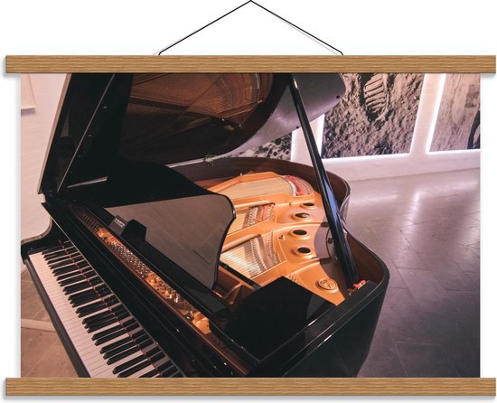 Schoolplaat – Piano met Gouden Binnenkant - 60x40cm Foto op Textielposter (Wanddecoratie op Schoolplaat)