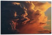 Dibond - Oranje Wolkenvelden - 60x40cm Foto op Aluminium (Wanddecoratie van metaal)