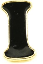 Zwarte Letter I Emaille Pin 1.1 cm / 2.1 cm / Zwart Goud