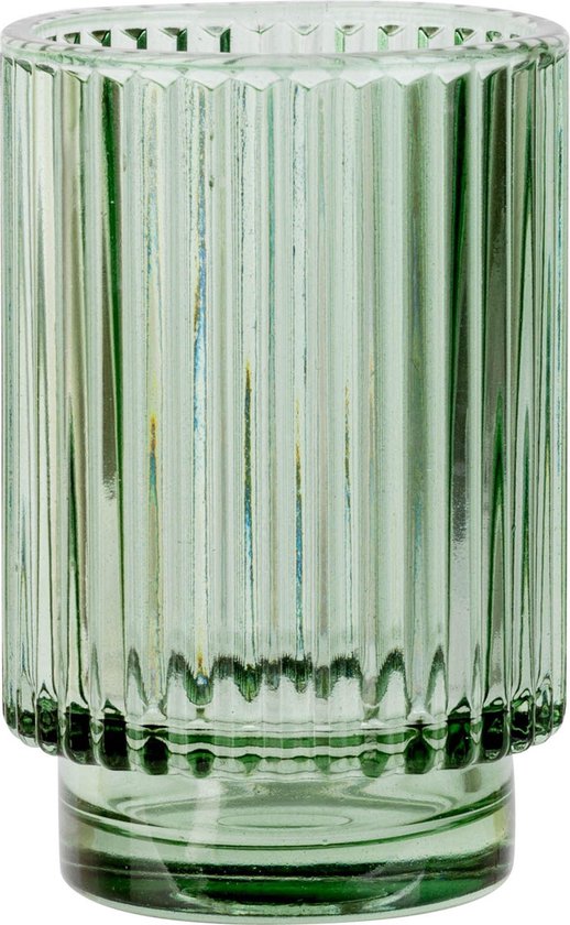 Theelichthouders/waxinelichthouders glas groen met ribbel effect 13 cm -...  | bol.com
