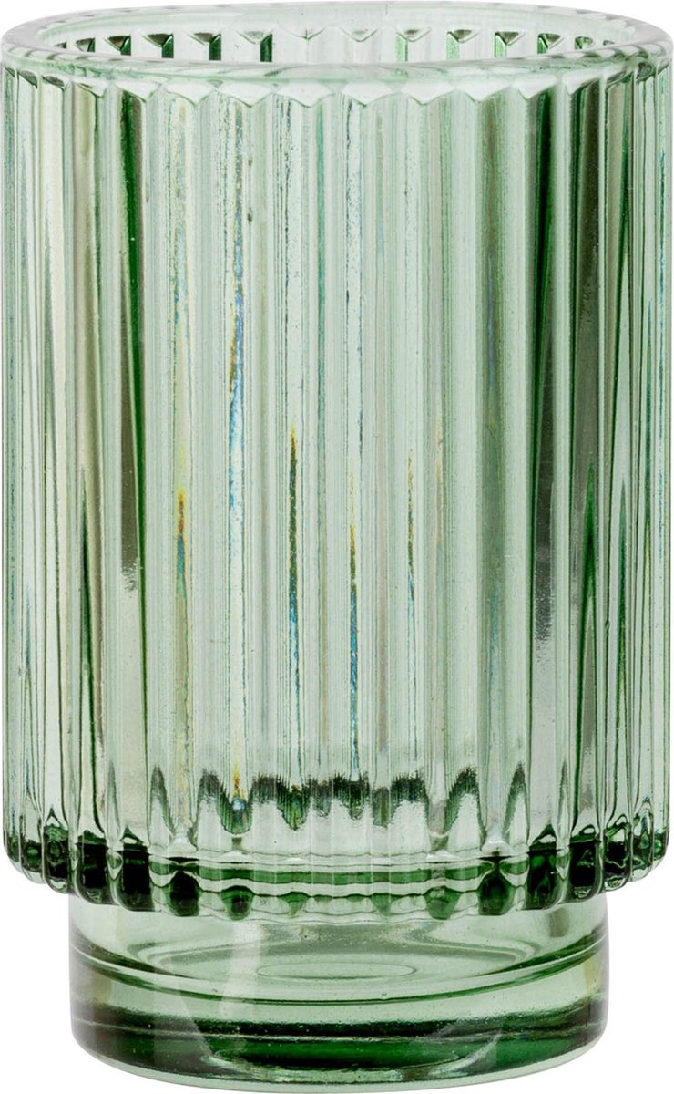 uitdrukking staal Accommodatie Theelichthouders/waxinelichthouders glas groen met ribbel effect 13 cm -...  | bol.com