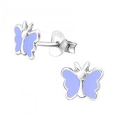 Aramat jewels ® - Kinder oorbellen vlinder lila 925 zilver 6mm x 7mm