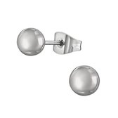 Aramat jewels ® - Bolletjes oorbellen zilverkleurig staal 5mm