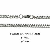 Gourmetketting 50cm 5mm staal zilverkleurig heren dames