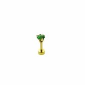 Helix piercing vierkant chirurgisch staal groen goudkleurig 4mm 1.2mm 6mm