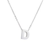 Aramat jewels ® - RVS letter ketting letter d staal zilverkleurig 45cm 50cm