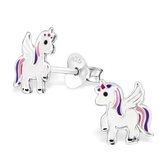 Aramat jewels ® - Oorbellen unicorn sterling zilver multikleur 8mm