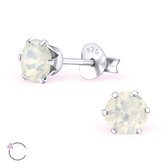Aramat jewels ® - Oorbellen rond swarovski elements kristal 925 zilver witte opaal 5mm