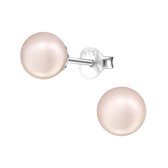 Aramat jewels ® - Zilveren pareloorbellen licht roze 925 zilver parel 6mm