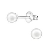 Aramat jewels ® - Zilveren pareloorbellen wit 925 zilver wit 4mm