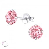 Aramat jewels ® - Zilveren oorbellen roze steen swarovski elements kristal