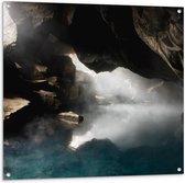 Tuinposter – Zee in de Rotsen - 100x100cm Foto op Tuinposter  (wanddecoratie voor buiten en binnen)