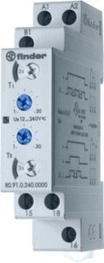 Finder Tijdrelais 2W 12a 24...240vuc - 83.02.0.240.0000 kopen