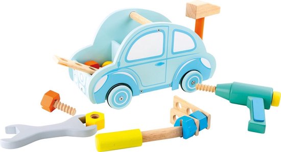 Houten speelgoed auto - Toolbox "Auto" - Blauw - Auto speelgoed - houten  speelgoed... | bol.com