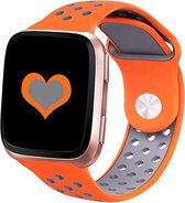 By Qubix Siliconen bandje - Fitbit Versa (Lite) - Oranje / Grijs - Large