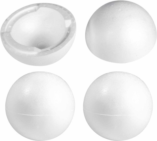 Hoxfly 60 stuks piepschuimballen, piepschuimbal, witte polystyreen- schuimballen, gladde piepschuimballen voor knutselen, kunstdecoratie, doe -het-zelf, handwerk, feestdecoratie, 5 maten