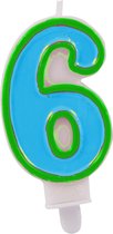 Folat Verjaardagskaars "6" Wax 3 X 9 Cm Blauw/groen