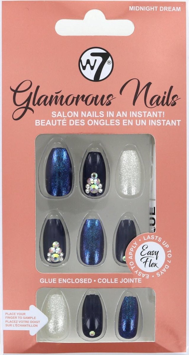 Goedkoopste W7 Glamorous Nails - Midnight Dream (met nagellijm