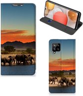 Telefoon Hoesje Geschikt voor Samsung Galaxy A42 Wallet Book Case Olifanten