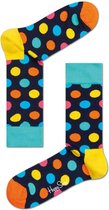 Happy Socks Big Dot Sokken, Donkerblauw/Geel - Maat 41-46