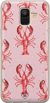Samsung A6 2018 hoesje siliconen - Lobster all the way | Samsung Galaxy A6 2018 case | Roze | TPU backcover transparant