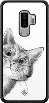 Samsung S9 Plus hoesje glass - Peekaboo | Samsung Galaxy S9+ case | Hardcase backcover zwart