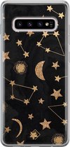 Samsung S10 Plus hoesje siliconen - Counting the stars | Samsung Galaxy S10 Plus case | zwart | TPU backcover transparant