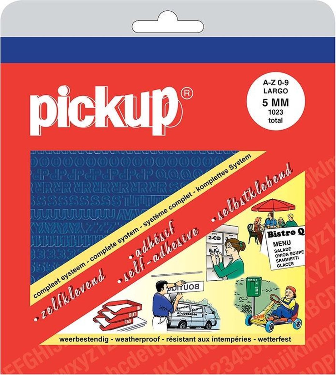 Pickup plakletters en plakcijfers boekje Largo blauw - 5 mm