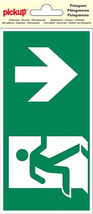 Foto: Pickup pictogram 10x20 cm verwijzing nooduitgang omlaag