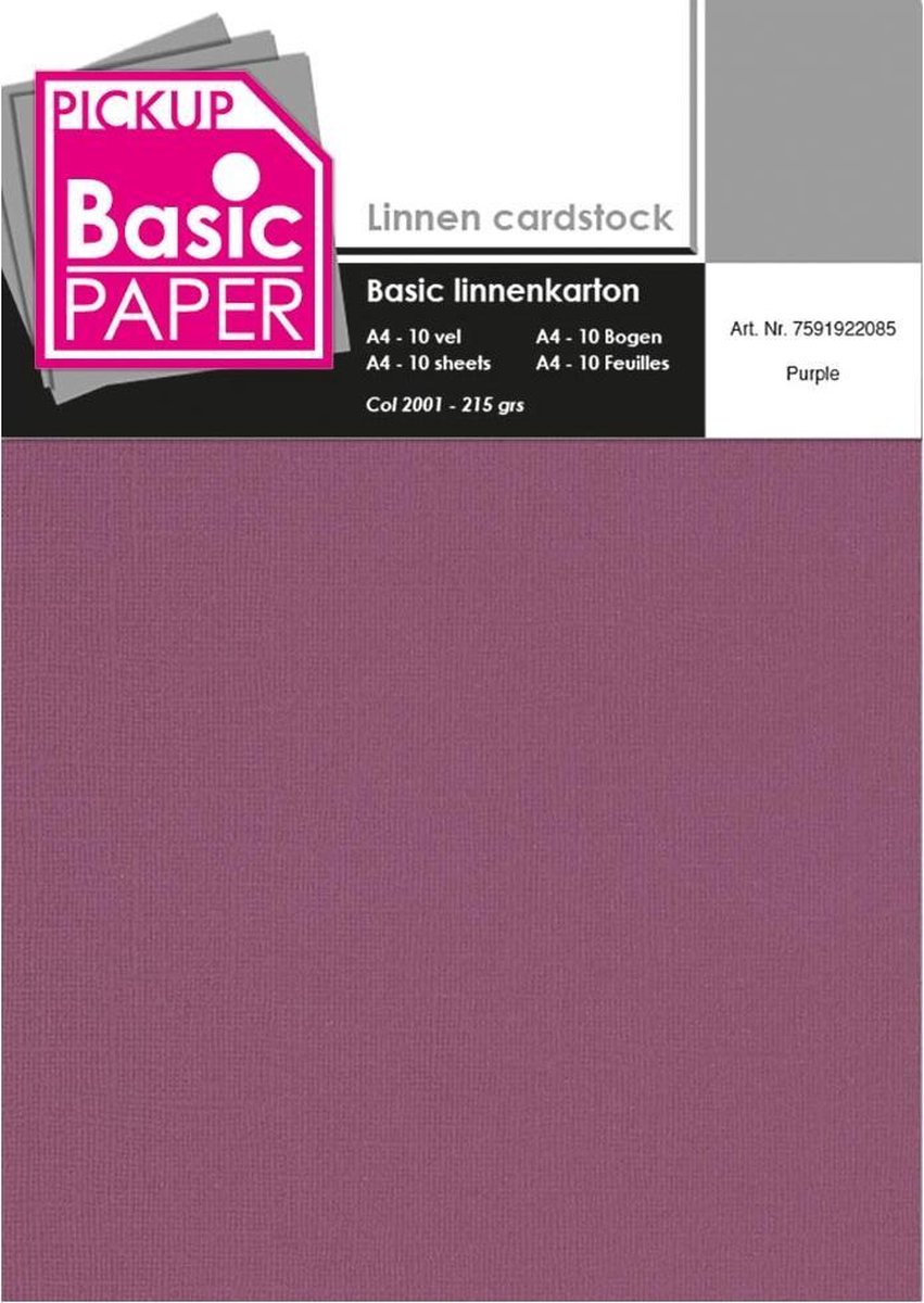 Pickup Basic Linnenkarton A4 Purple - 10 vel - 215g