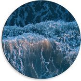 Dibond Wandcirkel - Bovenaanzicht Uitlopende Zee - 50x50cm Foto op Aluminium Wandcirkel (met ophangsysteem)