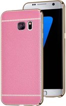 CoolSkin Lederen Hoesje - Kunstleer - Telefoonhoesje voor Samsung S7 Edge - Roze