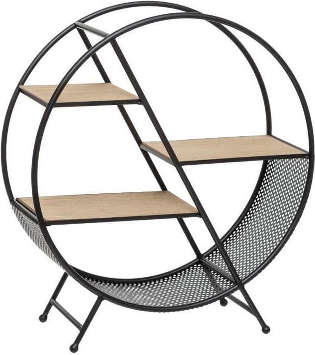 Timeo Ronde Metalen Plank - 50 x 18 x H 55,5 cm - Zwart