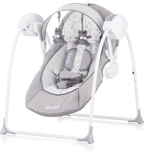 Bijzettafeltje knecht Teken een foto Elektrische babyschommel Chipolino Lullaby grijs, schommelstoel met  bluetooth | bol.com