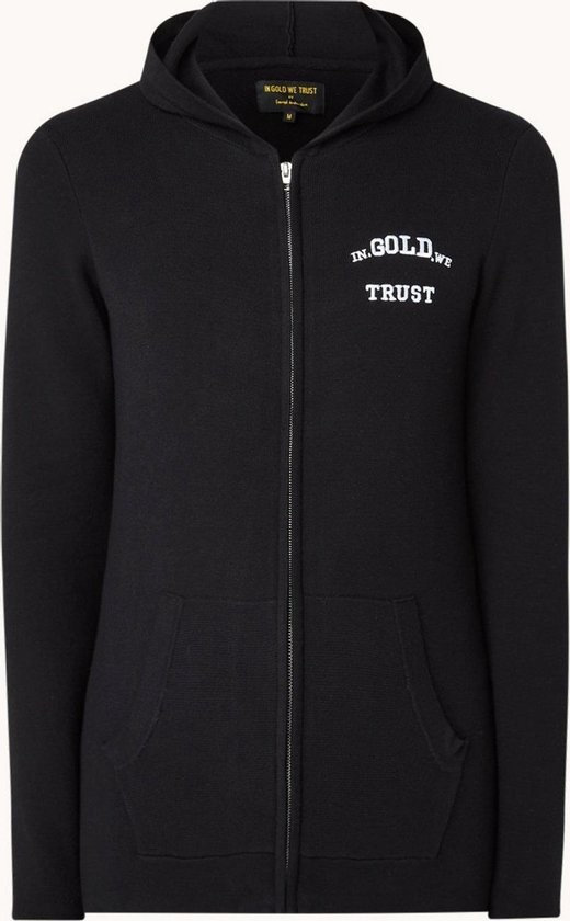 In Gold We Trust Sweatvest met logoborduring - Zwart - Maat L