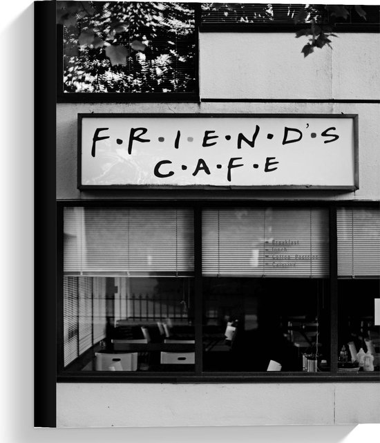 Canvas  - ''Friends Cafe'' (zwart/wit) - 30x40cm Foto op Canvas Schilderij (Wanddecoratie op Canvas)