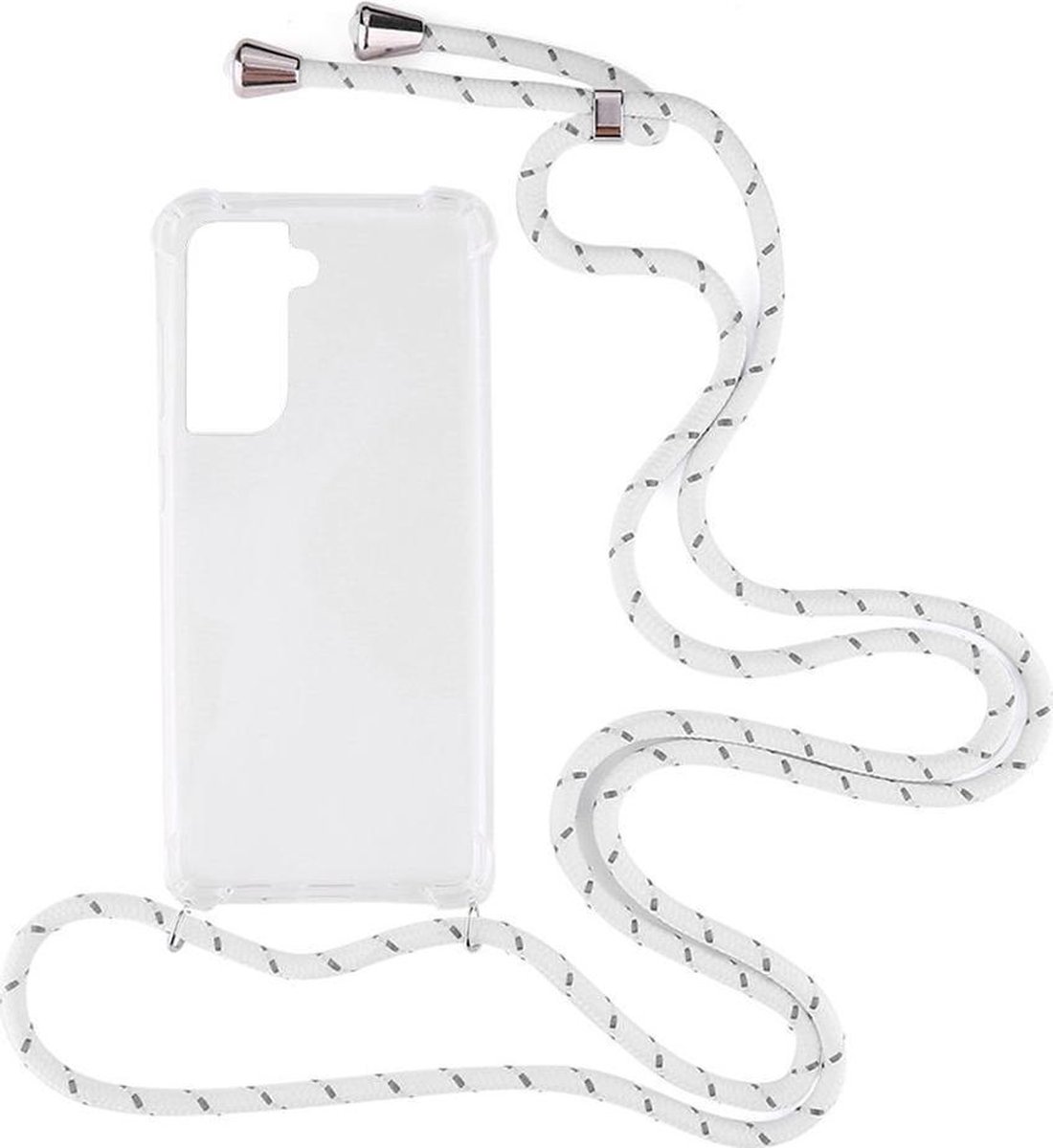 Shop4 - Samsung Galaxy S21 Plus Hoesje - Zachte Back Case met Koord Multi Wit