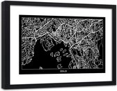 Foto in frame , Plattegrond Oslo , 120x80cm , Zwart wit , wanddecoratie
