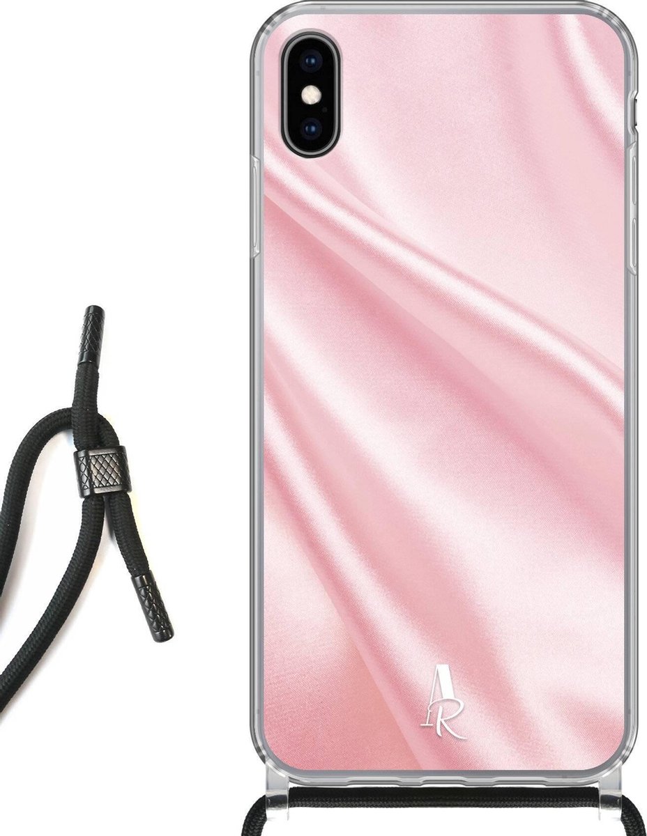 iPhone Xs Max hoesje met koord - Pink Satin