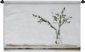 Wandkleed Eucalyptus - Eucalyptustakken in een glazen vaas Wandkleed katoen 180x120 cm - Wandtapijt met foto XXL / Groot formaat!